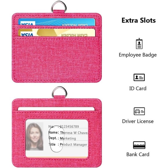 Badge Holder and Adjustable Retractable Lanyards 2 Pack Quick Release Buckle - Picture 2 of 5